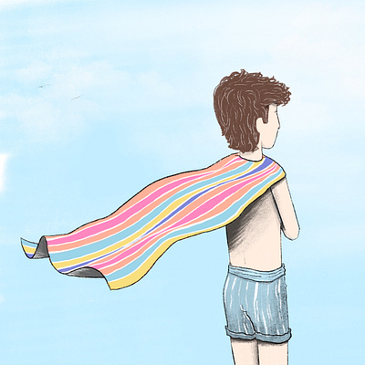 Boy and the wind drawing illustration illustrator procreate