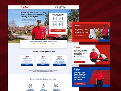 Mr. Rooter | Landing Page and Ad Design ad design ads conversion rate optimization cro cro design cro strategy design figma graphic design landing page landing page design