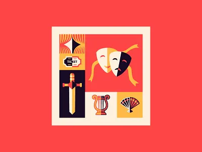 Theater adobe illustrator comedy design drama flat icon illustration mask music object performance play stage theater tragedy vector