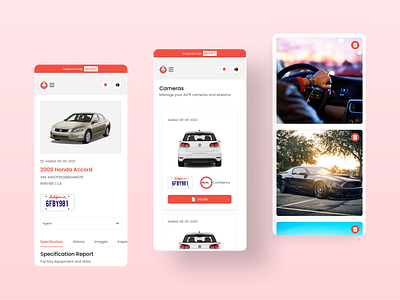 Cars Hub Mobile app cars app cars mobile app light theme mobile app design pink radial code radialcode red uiux