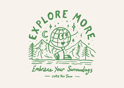 Explore More 🌐⛰️ 🌲 art artwork cartoon character creative design earth mascot embrace explore explore more fun globe graphic hand drawn mascot mountains nature positivity simple travel