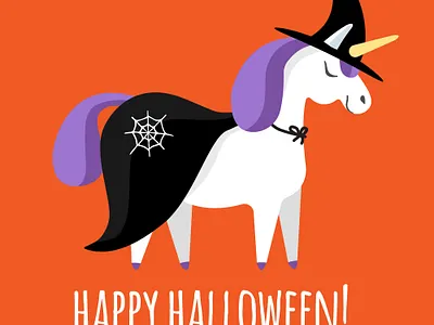 Halloween unicorn animal autumn cartoon childish cute fairy tale fall flat design halloween horse illustration magical spooky trendy unicorn