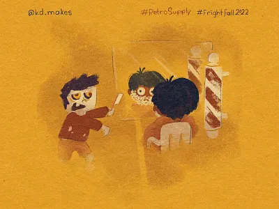 FF2022 | Day 6 - Razor barber books children fall fright halloween illustration kid lit razor retro supply typography zombie