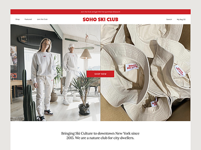 Soho Ski Club branding clean desktop e commerce ecommerce fashion graphic design landing page minimal mobile responsive skiing soho ski club ssk ui uiux ux webshop website