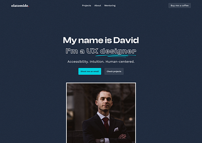 Landing page of a portfolio website. design ui