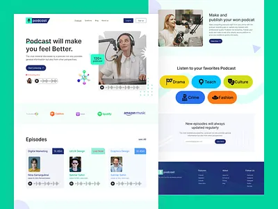 Podcast Landing Page 2022 audio clean habib landing page landingpage podcast podcast platform podcast website radio recording sass sass landing page spotify saas streaming talk show ui website