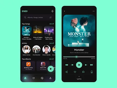 ENZO - Music App adobe app branding design dribbble figma illustration logo ui ux xd