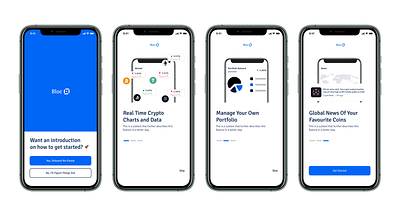 Bloc: A cryptocurrency price tracker app app blue crypto onboarding crypto price tracker crypto wallet cryptocurrency design ecommerce mobile app onboarding ui ux