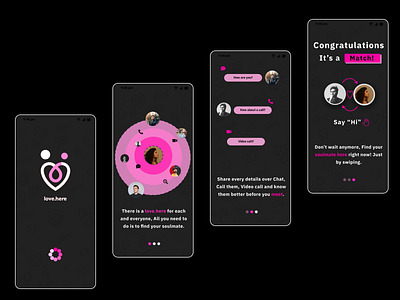 love.here branding dating application design figma full project illustration logo love here mobile app ui ux vector xd