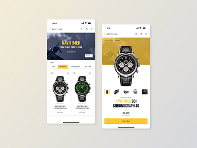 ⌚ Breitling Navitimer - Category and Product Detail app app design design graphic design ui