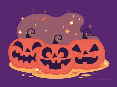 Pumpkind Trio flat illustration halloween illustration pumpkin vector vector artwork