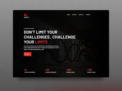 POPFIT - GYM Landing Page boxing cardio crossfit exercises fitness gym health landing page muscle popular sport trainer training ui ui design ux web design website workout yoga
