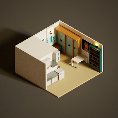 My Little House in Milano low poly arts lowpoly magicavoxel pixel arts voxel