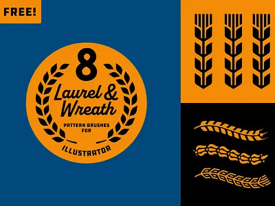 Free Download: 8 Laurel & Wreath Illustrator Pattern Brushes branding brushes design digitalart flat illustration illustrator laurel vector wreath