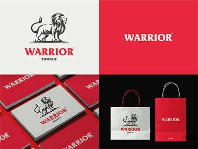 WARRIOR jungle lion logo red vector warrior