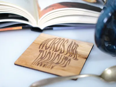 Words Are Thoughts - Custom Wood Coaster brain coaster design head ideas ideation laser laser cut laser engraved thoughts wood engraving