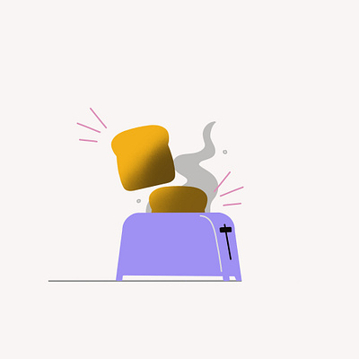 Smoke bread illustration kitchen peachtober procreate simple smoke toast toaster