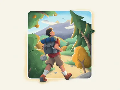 Forest Hiking adventure bushes camping forest green hiking illustration outdoors path pine tree pines texture trees trekking ui vector wild