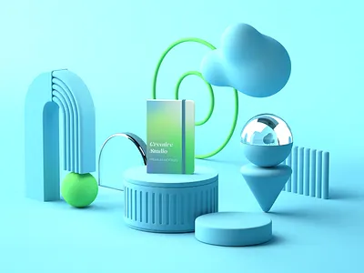 Moleskine in Aqua | Mockup geometric moleskine notebook