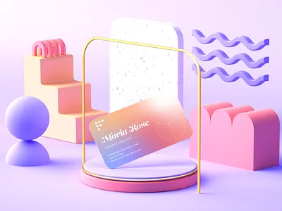 Ice Mellow Mock up Collection | Business card 3d abstract branding business card c4d cinema 4d colour creative design fun geometric graphic design lilac minimal mockup pastel pink render shapes soft