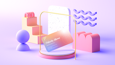 Ice Mellow Mock up Collection | Business card 3d abstract branding business card c4d cinema 4d colour creative design fun geometric graphic design lilac minimal mockup pastel pink render shapes soft