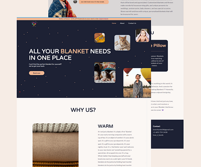 Lovenhands blanket landing page small business ui web design