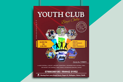 Youth Club Flyer ad advertising banner club creative design designer event eyecatching flyer fun graphic design highquality illustration invitation islamic outing printready sports youth