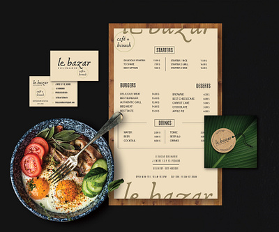 Le bazar culinario collage design illustration logo