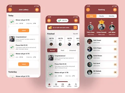 Lottery App UI/UX Design app ui design earning app earning app ui lottery app lottery app ui lottery ui ui design ui ux