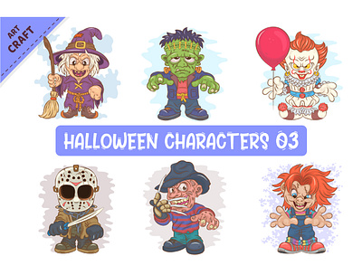 Bundle of Halloween Characters 03. clip art