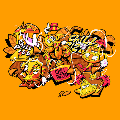 Illustration for Chill Pizza branding design draw graphic design illustration logo pizza sticker typography