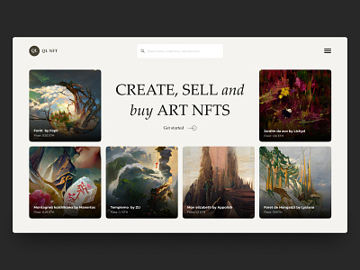 NFT Marketplace art binance blockchain crypto cryptocurrency design designer landing landing page marketplace nft ui uiux web desing white