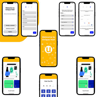 Layout of Unique Mall app. app figma graphic design ui ux vector