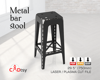 Industrial Style Bend Sheet Metal Riveted Bar Stool File diyideas