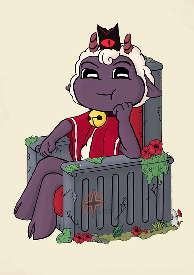 Hub to cult (Cult of the Lamb) 1 art cult cult of the lamb cultofthelamb devolver digital game lamb seated character