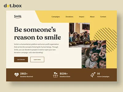 Smile - A Charity Web Design campaigns charity donation fundraiser help hero section landing page minimal ngo nonprofit people in need poor simple smile support ui uiux ux web design website design