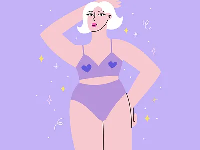 Body positive girl body positive cute female flat illustration vector vector illustration woman