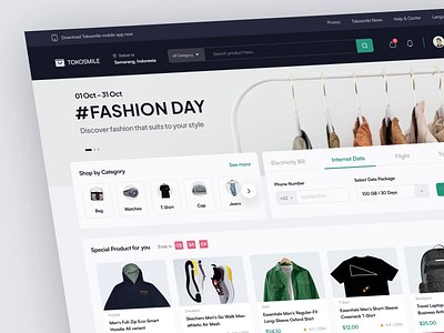 Website Marketplace Concept - Tokosmile animation clean ecommerce marketplace ecommerce website interaction design market marketplace design marketplace website minimalist motion graphics online shop product website saas shopping shopping website ui ui animation ux web app web design
