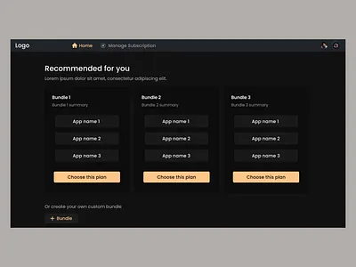Subscription bundle dark theme subscription ui ui design visual design web website