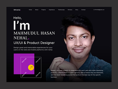 Personal Portfolio Web Exploration design design concept designer experience freelancer header hero homepage mhnehal03 personal portfolio portfolio website ui design ux design ux designer web design web ui website