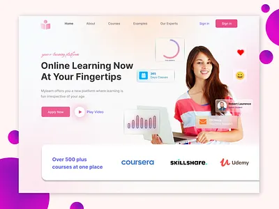 Online Learning Platform Landing Page app branding design graphic design illustration logo online onlinelearning typography ui ux vector