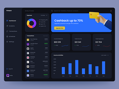 Banking Dashboard banking dark mode dashboard fintech ui ux