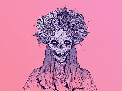 Inktober day 6: Bouquet art bouquet calavera cartoon character catrina character design dia de muertos drawing flowers illustration inktober mexico skull