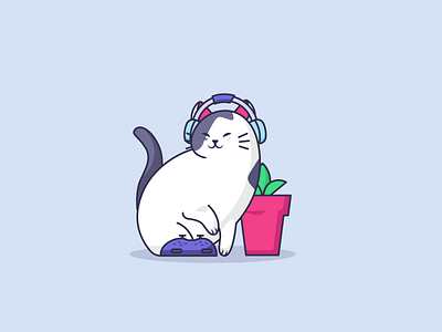 Gamer Cat Illustration animal illustration cat cat icon cat illustration cat logo game illustration gamer icon illustration