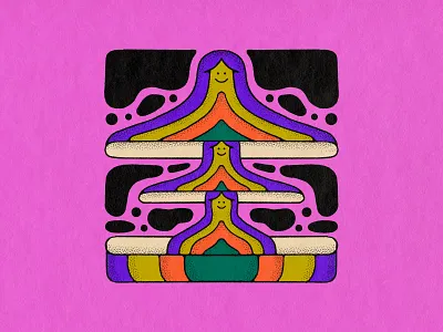 inktober 9 – nest colorful cute digital art dolls drawing funky graphic design halloween illustration inktober linework nest nesting dolls october pink procreate rainbow smiley texture toy