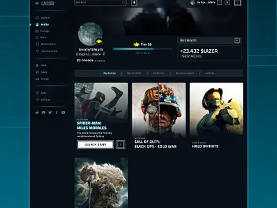 Profile page for Web3 Gaming Ecosystem case study design gamefi gaming product design ui ux web3