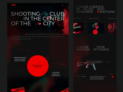 RED DOT - SOOTING RANGE WEBSITE club design guns landing shooting shootingrange sport ui uxui стрелковый клуб