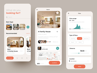 House Rental App Design agency apartment book bookings dailyuichallenge design home hotel booking house rent minimalist mobile app property real estate real estate app rent ui ux vector