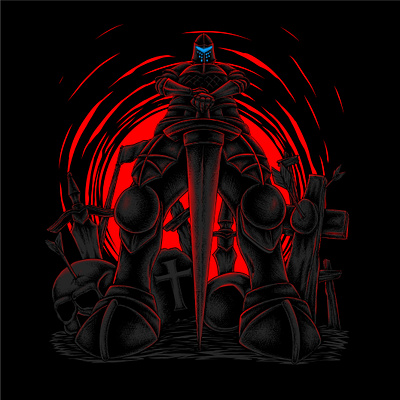 KNIGHT artwork artwork band branding darkart design digital artwork graphic design hand drawn horror illustration illustrator knight metal artwork skull art style t shirt