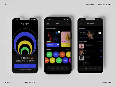 Play Time - Mobile app album art app dark theme ios ios mobile minimal mobile mobile app design music music app player product design ui ux